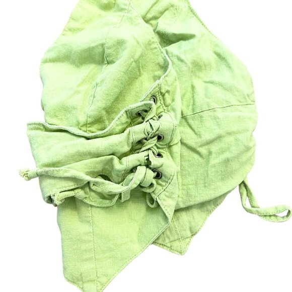 Urban Outfitters Green Corset Crop Top Lace Up Sides Zip Front Retro Y2K‎ Size L - Picture 4 of 7